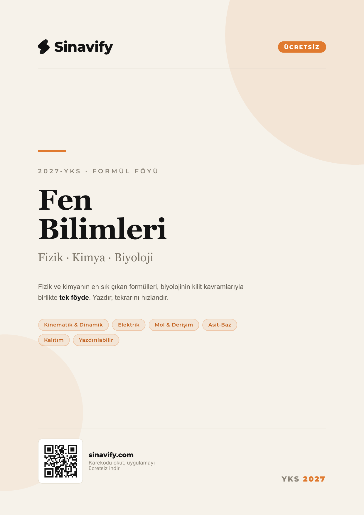 Fen Bilimleri Formül Föyü kapağı